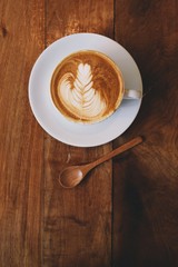 coffee latte in coffee shop vintage color