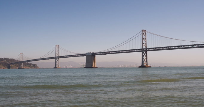 Oakland-San Francisco Bay Bridge wide angle view.  Shot in 4k RAW then converted to 4k QT Photo-jpeg.