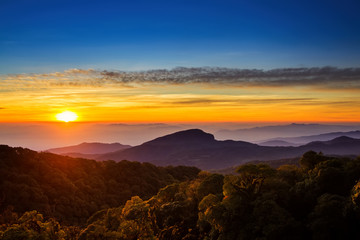 Doi Inthanon National park in the sunrise at Chiang Mai Province