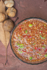 Thai chili sauce with shrimp and herb
