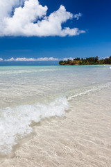 Paradise sand beach on sunny day