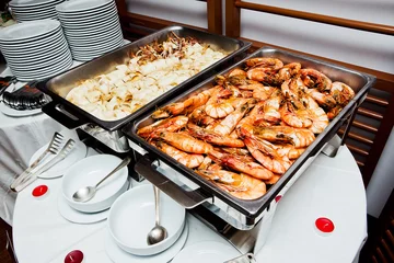 Foto auf Acrylglas Buffet Grilled Shrimp Grilled Squid © subinpumsom