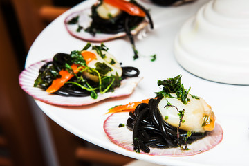 grilled scallops, shallow focus