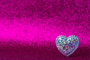 Glitter hearts On pink Sparkle Glitter background. San Valentine
