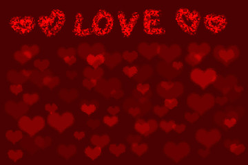 love text with heart background