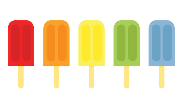 Five different colored popsicles