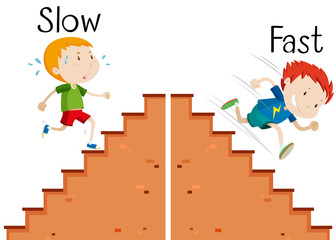 Opposite words slow and fast