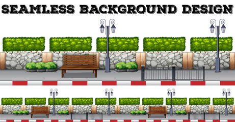 Seamless background with bench and wall