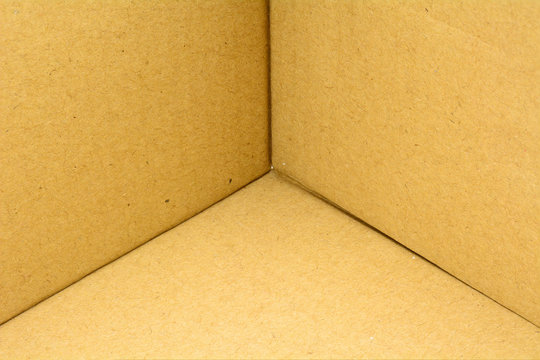 Close up inside of brown cardboard box
