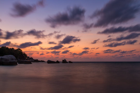 Dawn over sea on a tropical island Koh Samui, Thailand
