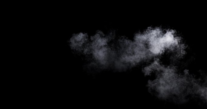 Smoke - 4K - long. Smoke cloud over a black background. Totally disappearing. 120 fps Real shot
