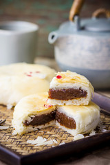 Homemade mooncake and tea