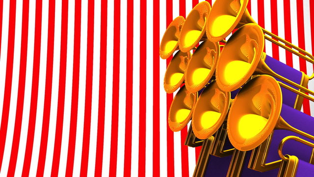 Fanfare On Red White Text Space