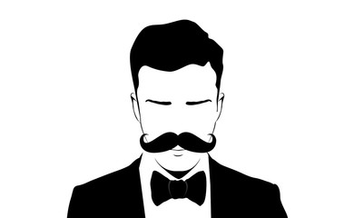 Abstract Illustration for Man in Black Suit with moustache