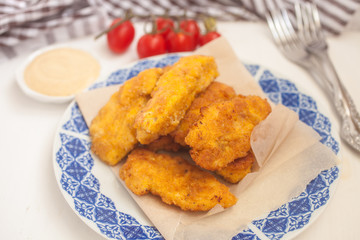 slices of chicken fillet breaded