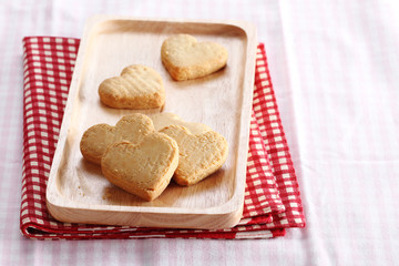 Fototapeta na wymiar Heart shaped sugar cookies.