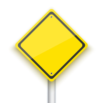 Vector Road Sign. Realistic Vector EPS10 Yellow Isolated Road Si