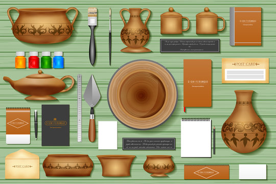 Identity Branding Mockup For Pottery