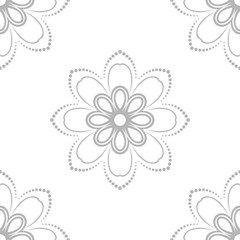 Floral ornament. Seamless abstract background with silver pattern