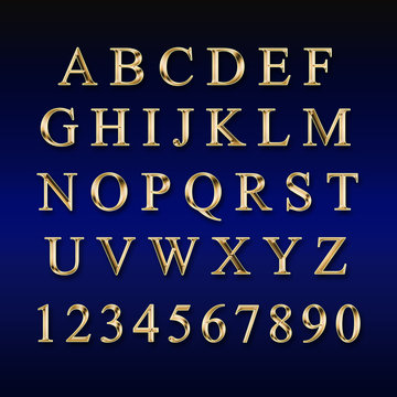 Gold alphabet with numbers