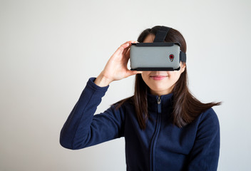 Woman use of the vr device