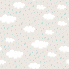 seamless pattern with rainclouds and raindrops - 101268540