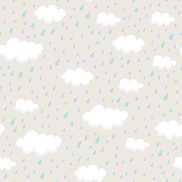 seamless pattern with rainclouds and raindrops