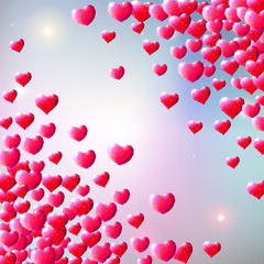 Valentines Day background with scattered gem hearts