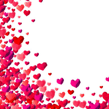 Valentines Day background with scattered triangle hearts