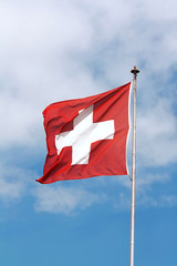 Swiss Flag swinging in the air
