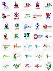 Fototapeta premium Mega set of paper logo abstract geometrical shapes