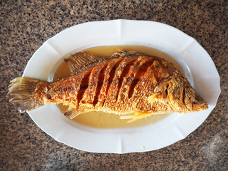 Fried Fish on White Plate