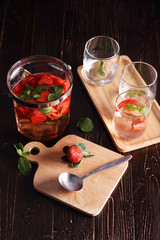 strawberry cocktail with mint.