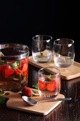 strawberry cocktail with mint.