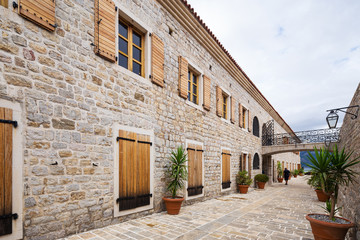  narrow street in old district of Budva, Montenegro