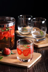 strawberry cocktail with mint.
