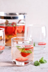 strawberry cocktail with mint.