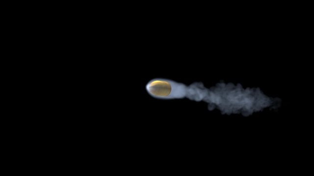 Computer generated representation of a flying bullet with alpha channel
