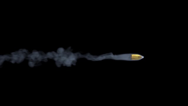 Computer generated representation of a flying bullet with alpha channel