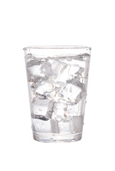 Glass of water with ice cubes isolated on white background