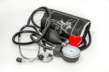Blood pressure medical equipment isolated on white