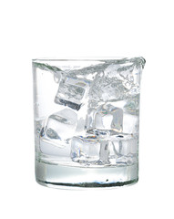 Glass of water with ice cubes isolated on white background