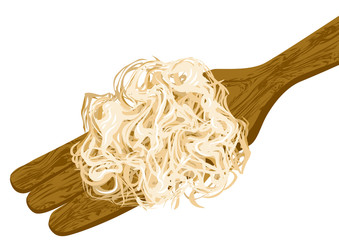 sauerkraut on wooden spoon
