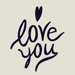 love you sign. cute calligraphy.