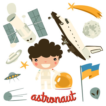 astronaut kid. cute space set.