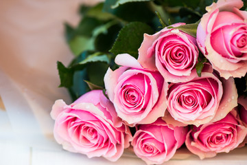 Bouquet of beautiful pink roses