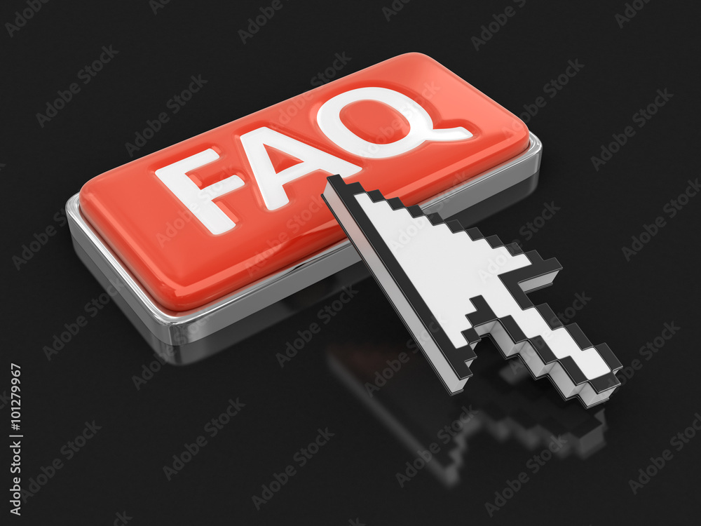 Poster cursor and button faq. image with clipping path