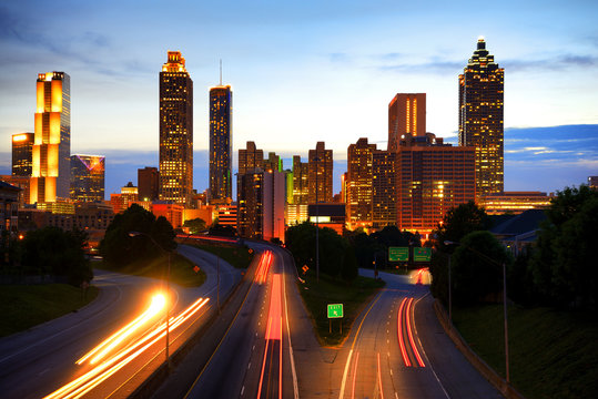 Atlanta Skyline By Night, Georgia, USA