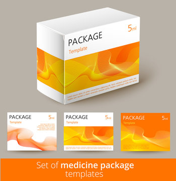 Set Of Medicine Package Design With 3d-template. 