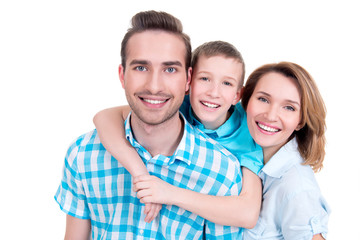 Fototapeta premium family with little boy and pretty white smiles